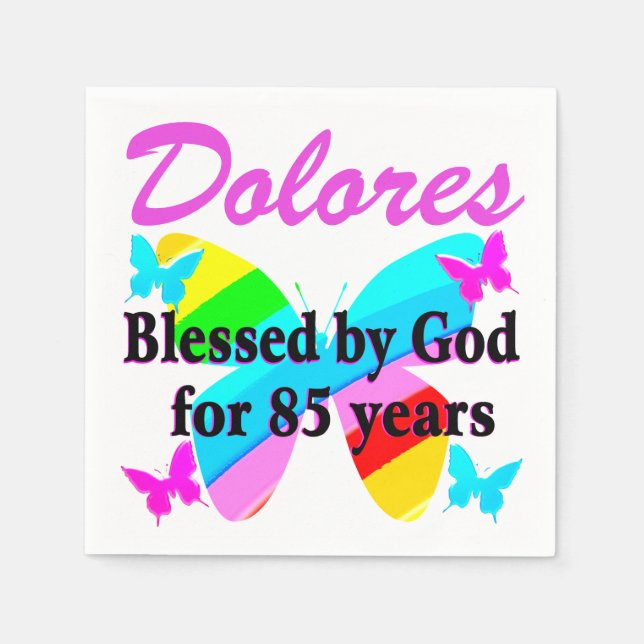 SERVIETTES EN PAPIER 85E BÉNÉFICIÉ PAR DIEU PERSONNALISÉ NAPKINS D'ANNI (Devant)