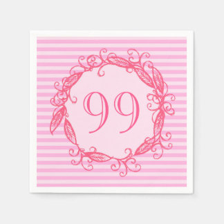 Serviettes En Papier 99e anniversaire femme belle rose Tourbillonnant