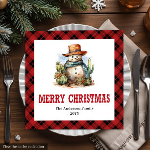 Serviettes en papier à carreaux Western pour Noël