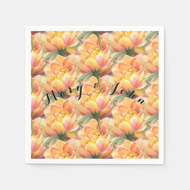 Serviettes en papier à fleurs avec personnalisatio (Devant)