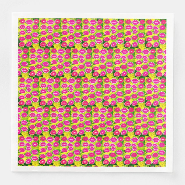 Serviettes en papier à motif "Lips and Kisses" (Devant)