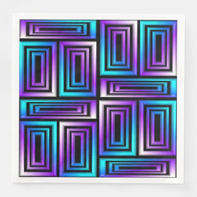 serviettes en papier à rectangles géométriques (Devant)