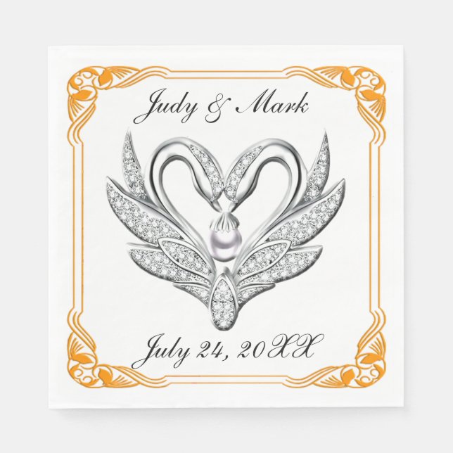 Serviettes en papier à ruban orange (Devant)