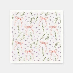 Serviettes en papier à rubans roses, fête adorable