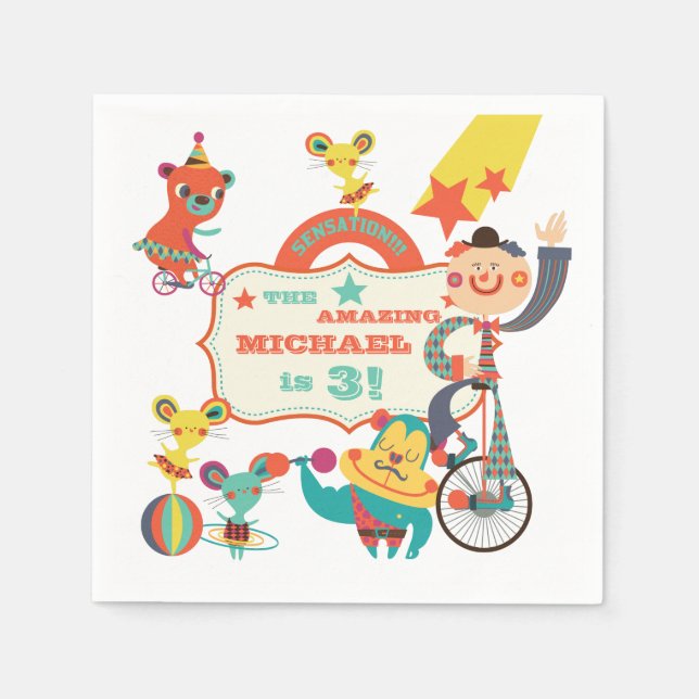 Serviettes En Papier Actes de cirque personnalisés Papier d'anniversair (Devant)