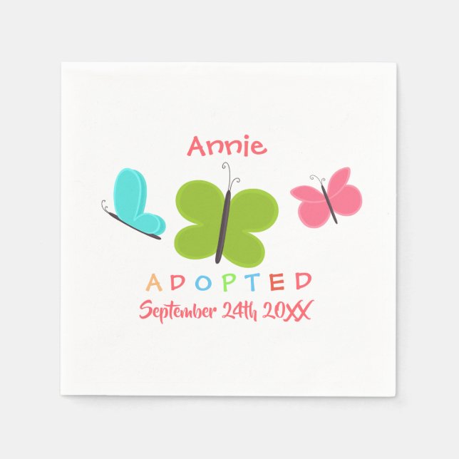 Serviettes En Papier Adoption du papillon adopté - Nom personnalisé (Devant)
