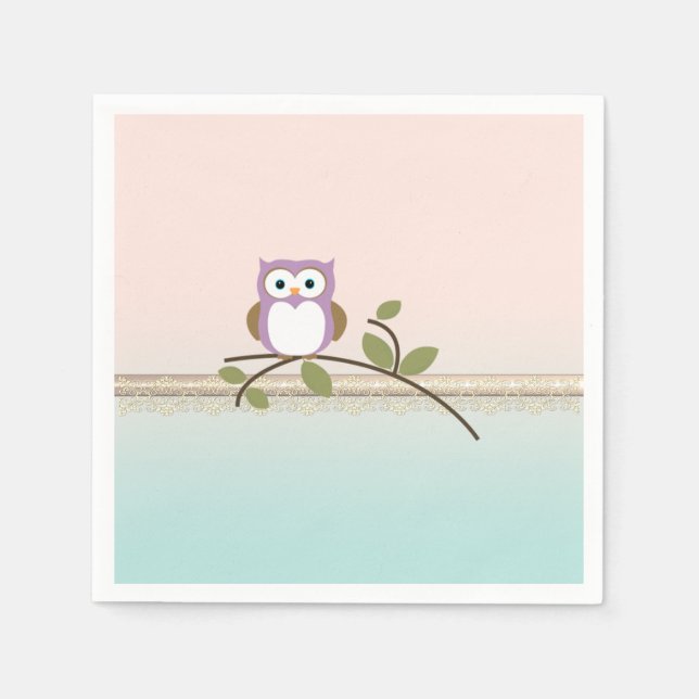 Serviettes En Papier Adorable Petite Chouette (Devant)