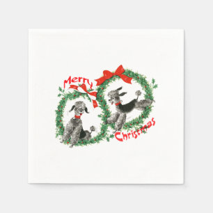 Serviettes En Papier Adorable Retro Poodles de Noël Wreath Personnalisé