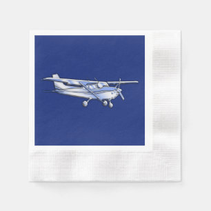 Serviettes En Papier Aéronef Chrome Cessna Silhouette Volant sur bleu