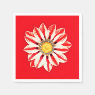 Serviettes En Papier Afrique / Gazania - Rouge et blanc rayé