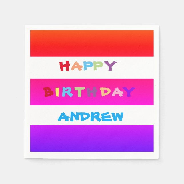 Serviettes En Papier AJOUTER SON NOM Cocktail Joyeux papier d'anniversa (Devant)