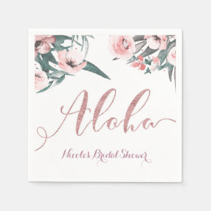 Serviettes En Papier Aloha Rose Tropical Floral Fête de Mariage d'Été