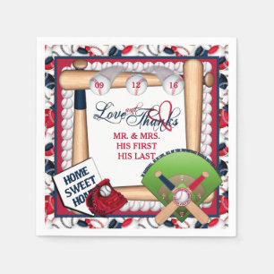 Serviettes En Papier Amour-Merci Mariage de baseball-NAPKINS PERSONNALI