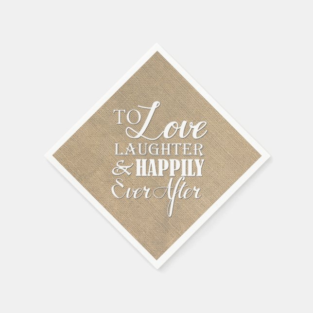 Serviettes En Papier Amour Rire Heureusement Jamais Après Burlap Mariag (Coin)