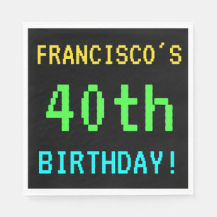Serviettes En Papier Amusant Vintage / Retro jeu vidéo Look 40e annive