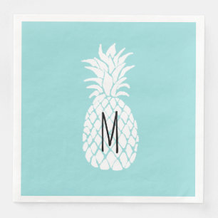 Serviettes En Papier ananas blanc monogramme