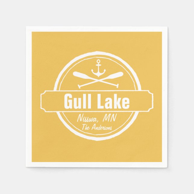 Serviettes En Papier Ancrage de Gull Lake Minnesota, ville de pagaies e (Devant)
