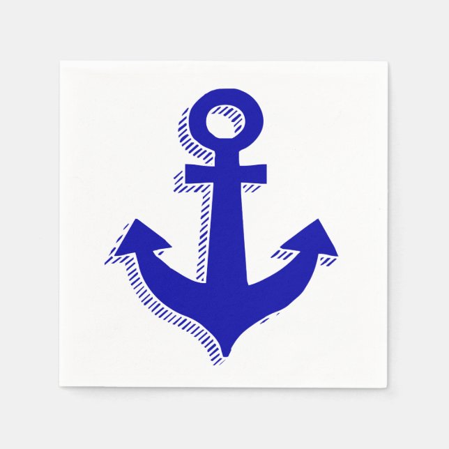 Serviettes En Papier Ancre marine Marine Blue & White Beach (Devant)
