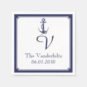 Serviettes En Papier Ancre nautique sur Mariage de la marine