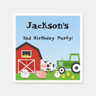 Serviettes En Papier Animaux de ferme, Vache, Tracteur, Moutons, Cochon