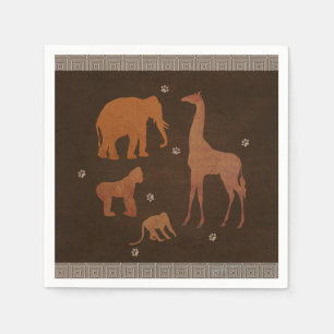 Serviettes En Papier Animaux de la Jungle et du Safari Africain Vintage