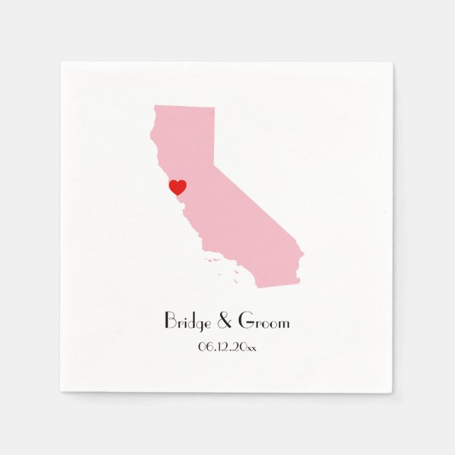 Serviettes En Papier Anniversaire de Mariage personnalisé en Californie (Devant)