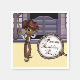 Serviettes En Papier Anniversaire des Cowboys afro-américains