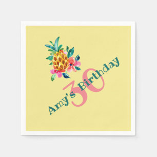 Serviettes En Papier Anniversaire Luau Ananas