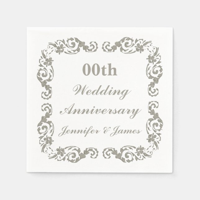 Serviettes En Papier Anniversaire Mariage personnalisé Napkin (Devant)