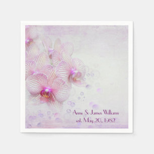 Serviettes En Papier Anniversaire orchidées et bulles roses
