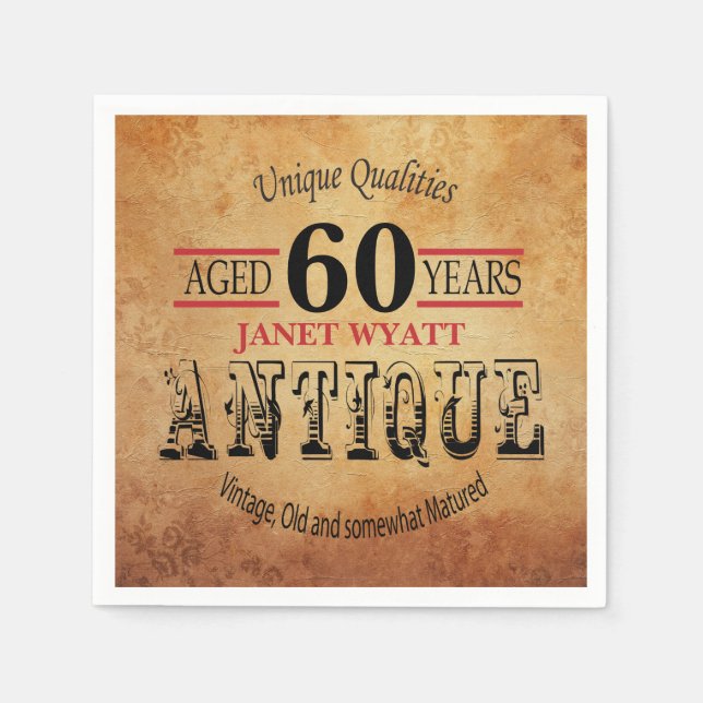 Serviettes En Papier Antique 60e anniversaire Design (Devant)