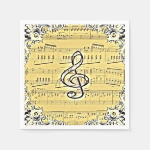 Serviettes En Papier Antique Musique Treble Clef Design Vintage