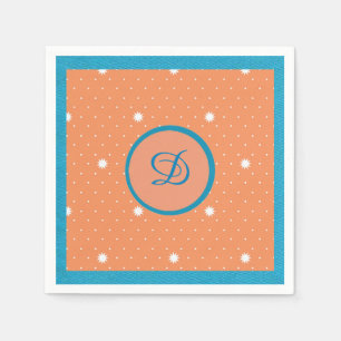 Serviettes En Papier Aqua et Coral Monogrmed Cocktail serviettes