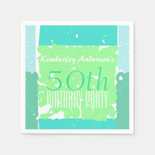 Serviettes En Papier Aqua Mint Green Colors 50e anniversaire serviettes