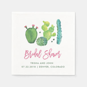 Serviettes En Papier Aquarelle Boho Cactus Fête des mariées Napkin