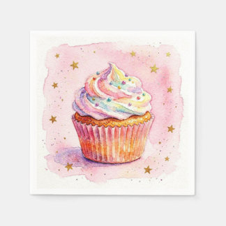 Serviettes en papier aquarelle colorées pour cupca