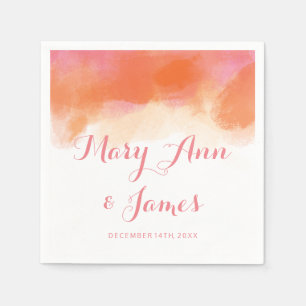 Serviettes En Papier Aquarelle de corail rose pâle mariage été