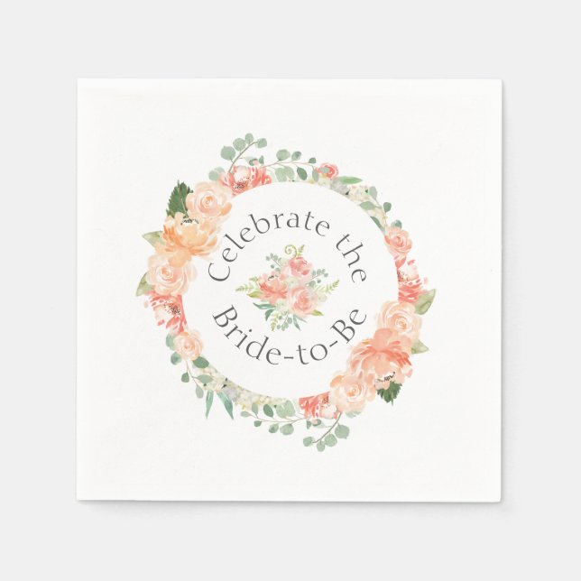 Serviettes En Papier Aquarelle Fête des mariées à anneau floral (Devant)