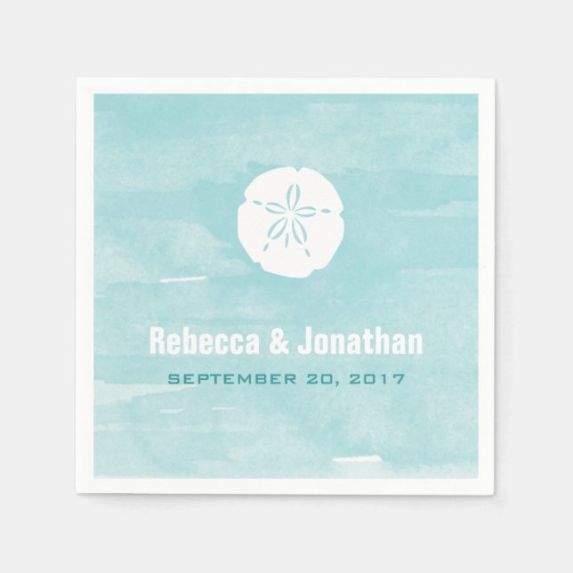 Serviettes En Papier Aquarelle Sable Dollar Réception (Devant)
