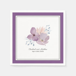 Serviettes En Papier Aquarelle violet Mariage floral