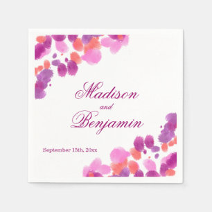 Serviettes En Papier Aquarelle violet rose corail Mariage serviettes