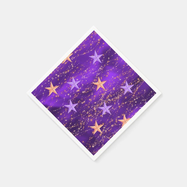 Serviettes En Papier Arabian Nights Purple & Gold Stars (Coin)