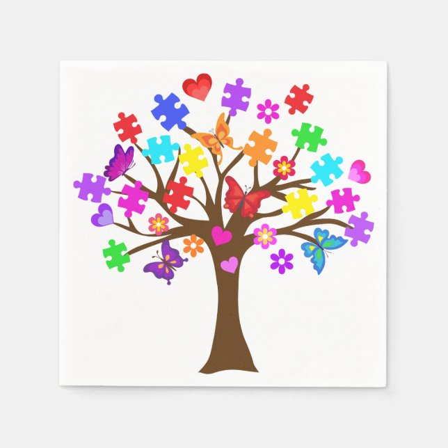 Serviettes En Papier Arborescence des sensibilisations sur l'autisme (Devant)