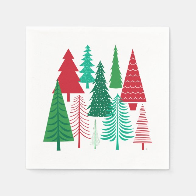 Serviettes En Papier arbres de Noël contemporains (Devant)