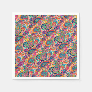 Serviettes En Papier Arc-en-ciel lumineux Paisley