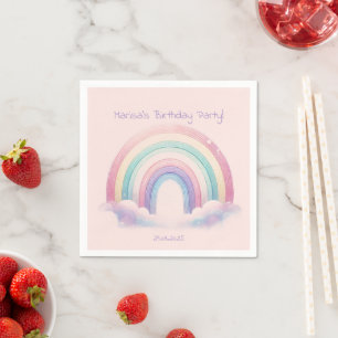 Serviettes en papier arc-en-ciel pastel – Annivers