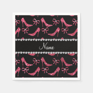 Serviettes En Papier Arc rose fuchsia nommé fait sur commande de talon