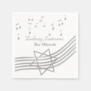 Serviettes En Papier Argent de Mitzvah de barre de musique