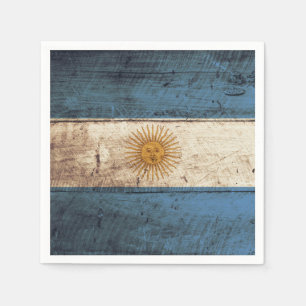 Serviettes En Papier Argentine Flag on Old Wood Grain