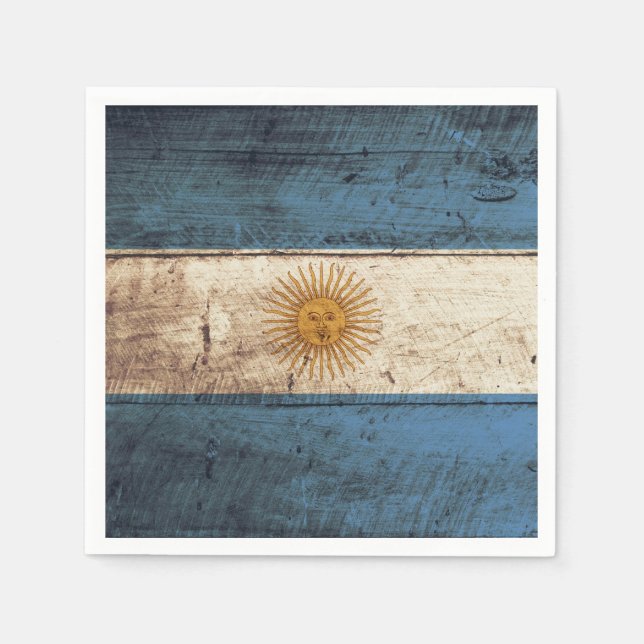 Serviettes En Papier Argentine Flag on Old Wood Grain (Devant)